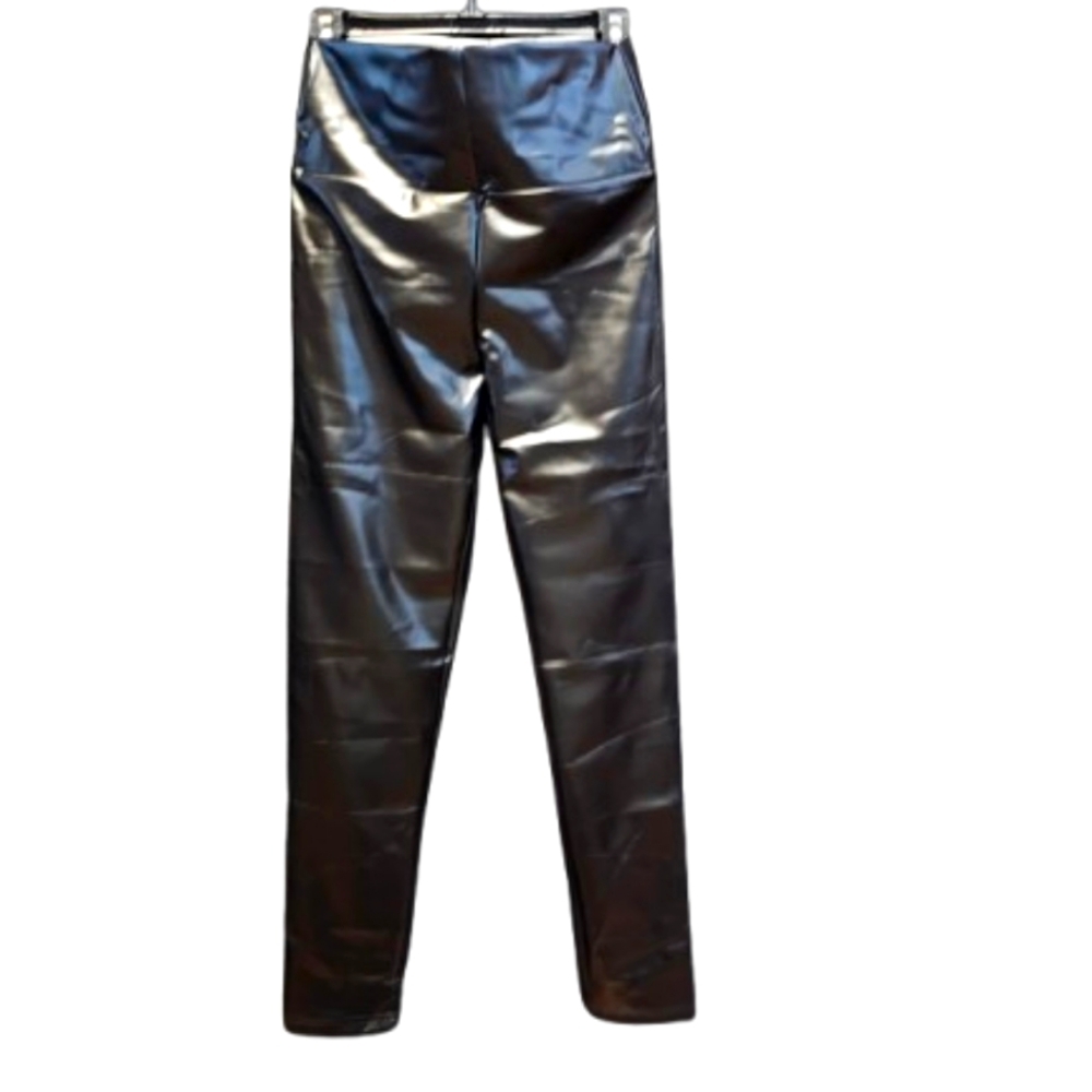 Black High-Waisted Leather-Like Leggings XL